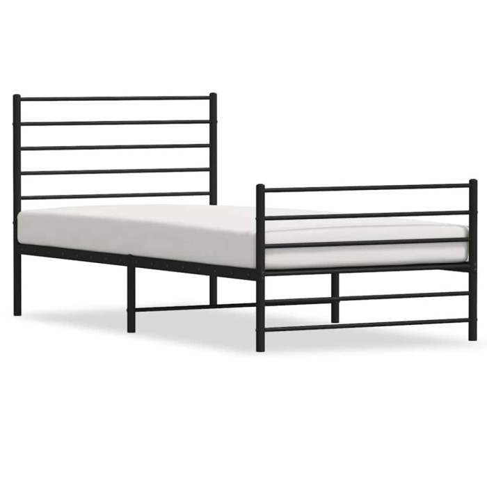 vidaXL Cadru pat metalic cu tăblii de cap/picioare, negru, 107x203 cm 352333