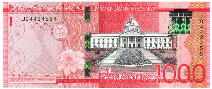 Republica Dominicana 1 000 Pesos 2021-2022 P-New UNC