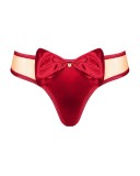 Tanga material elastic si funda din satin rosu Rubinesa thong Obsessive, red -
