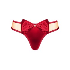 Tanga material elastic si funda din satin rosu Rubinesa thong Obsessive, red -