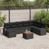 Gossi set canapea gradina cu perne negru poliratan acacia