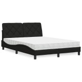 Cumpara ieftin Pat cu saltea, negru, 140x200 cm, textil