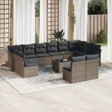 Gossi set mobilier de gradina cu perne, 13 piese, gri, poliratan