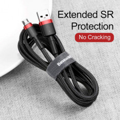 Baseus Micro USB Cafule Cablu de date și încărcare 2.4A 1m roșu negru (CAMKLF-B91)