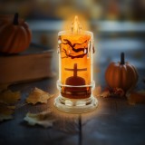 Decor cu lumanari LED de Halloween - Piatra funerara - LED portocaliu - 3 x LR1130 - 5 x 5 x 10 cm