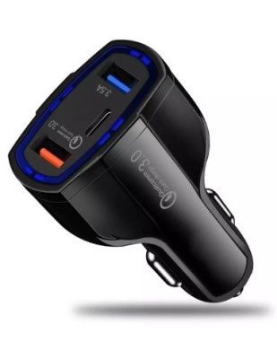 Incarcator auto 12-24V Fast Charge cu port USB, PD(Type-C) si QC3.0 - BK350 foto