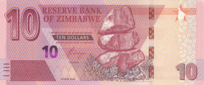 Bancnota Zimbabwe 10 Dolari 2020 - PNew UNC ( hibrid )