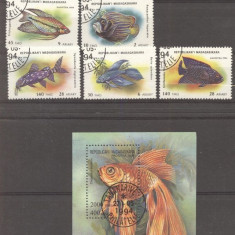 Madagascar 1994 Fishes, set+perf.sheet, used AH.056