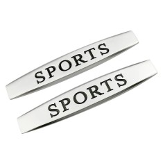 Set 2 x Embleme auto metalice, autoadezive, model &bdquo;SPORTS&rdquo;, finisaj Crom, dimensiune, 10 x 1,5 cm