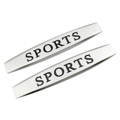 Set 2 x Embleme auto metalice, autoadezive, model &amp;bdquo;SPORTS&amp;rdquo;, finisaj Crom, dimensiune, 10 x 1,5 cm foto