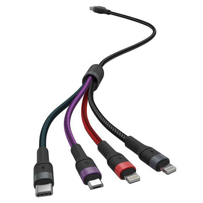Cablu 4in1 USB TYPE C MICRO USB LIGHTNING - USB 2.4A 1.2m V-TAC SKU-7748 foto