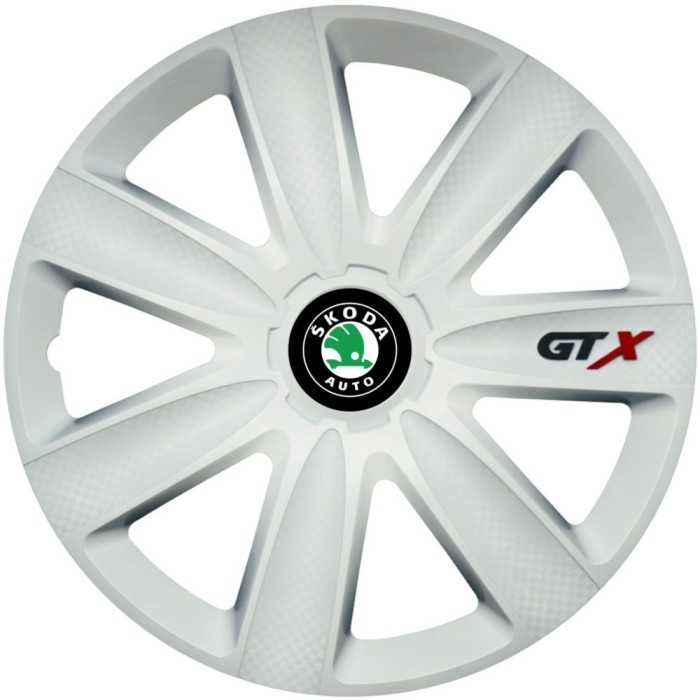 Set 4 Capace Roti GTX Alb R15, Compatibil Cu Skoda