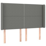 Cumpara ieftin Tablie de pat cu aripioare gri inchis 147x16x118/128 cm textil