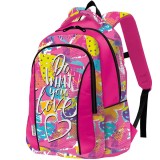 Rucsac Pigna Hearts Pink, 49x35x16 cm