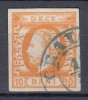 ROMANIA 1871 LP 31 REGELE CAROL I CU BARBA 10 BANI PORTOCALIU STAMPILAT CRAIOVA