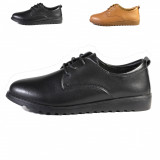 Pantofi Dama TRULAND Confort cu Siret din Piele Naturala, 36, 38, 40, Maro, Negru