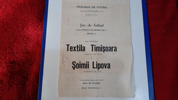 program Textila Timisoara - Soimii Lipova