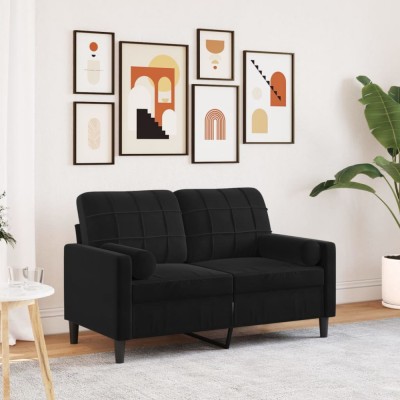 Gossi canapea cu 2 locuri cu pernute, negru, 120 cm, catifea foto