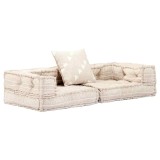Canapea puf modulară cu 2 locuri, bej, material textil