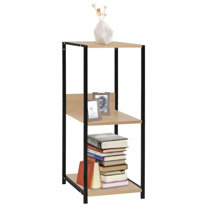 vidaXL Bibliotecă mică, negru și stejar, 33,5 x 39,6 x 79,7 cm, PAL