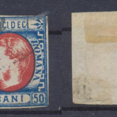 ROMANIA 1869 Carol favoriti timbru 50 bani stampilat LP 29