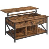 Masa de cafea VASAGLE cu blat ridicabil si spatiu de depozitare, maro rustic