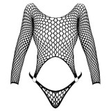 Neglijeuri - Cottelli Fantasy Body din Plasa Stil Tanga cu Maneci Lungi Aspect Incitant din Doua Piese marime Small-Large