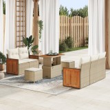 Set Canapea Grădină 8 Piese cu Pernițe Bej Poli Rattan Acacia
