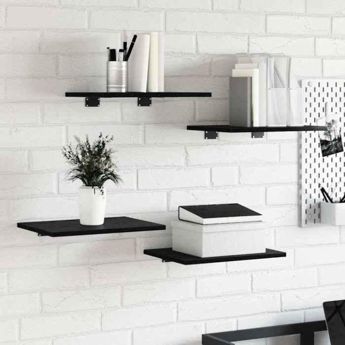 vidaXL Raft pentru cărți 4 pcs Negru 40 x 30 x 1.5 cm Lemn compozit