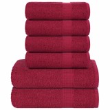 VidaXL Set prosoape 6 piese Bordeaux 360 g/m&sup2; 100% bumbac