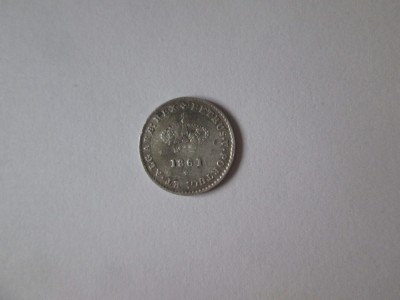Portugalia 50 Reis 1861 argint 917 regele Pedro V foto