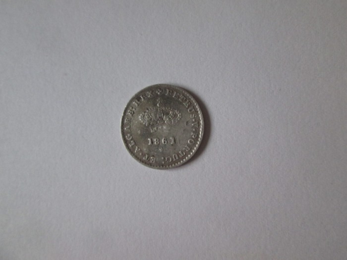 Portugalia 50 Reis 1861 argint 917 regele Pedro V
