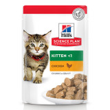 Hill&#039;s SP Kitten, Pui, plic hrană umedă pisici junior, (&icirc;n sos), 85g