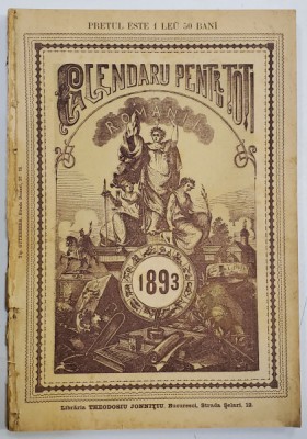 CALENDARUL PENTRU TOTI ROMANII PE ANUL 1893 foto