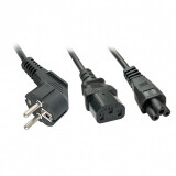 Cablu Y de alimentare Schuko la IEC C13 &amp; C5 2m Negru, Lindy L30047