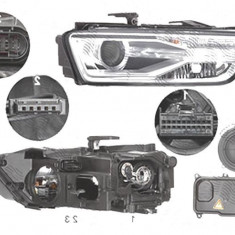 Far Audi Q3 (8u), 01.2015-, fata, Dreapta, bi-xenon; cu lumini pentru curbe; cu LED daytime running light; D5S+H8+LED; electric; fara LED controlling