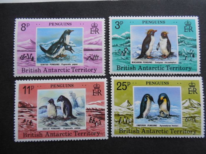 Britush Antarctic Terr-Fauna marina,pinguini-serie completa ,nestampilate MNH