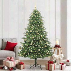 Brad de Craciun artificial pre-luminat cu set de bile Verde