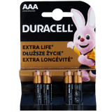 Baterii duracell aaa, 1.5 V, alcaline, 4 bucati