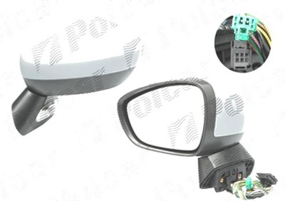 Oglinda exterioara Citroen C4 (B7), 09.2010-2011, Stanga, reglare electrica; grunduit; incalzita; geam convex; cromat; 7 pini; cu semnalizare; baza o foto