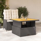 VidaXL Set mobilier de grădină cu perne, 2 piese, negru, poliratan