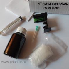 Kit refill reincarcare cartuse Canon PG-540 PG-540XL negru PG540 pt Canon PIXMA