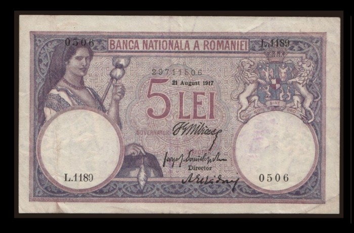 Bancnota 5 lei 1917 Fagure