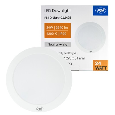 Aproape nou: Plafoniera LED PNI D-Light CL2425 24W, rotunda 29 cm, 4200K, alimentar foto