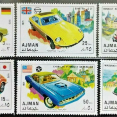 250-AJMAN-MASINI AUTO-Serie completa de 6 timbre dantelate CONFORM SCAN MNH