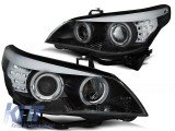 Set de faruri de tuning cu ochi de &icirc;nger halogeni, potrivit pentru BMW E60/E61 2003-2007, stanga si dreapta Performance AutoTuning