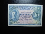 MALAYA 10 CENTS 1941 XF UNIFATA