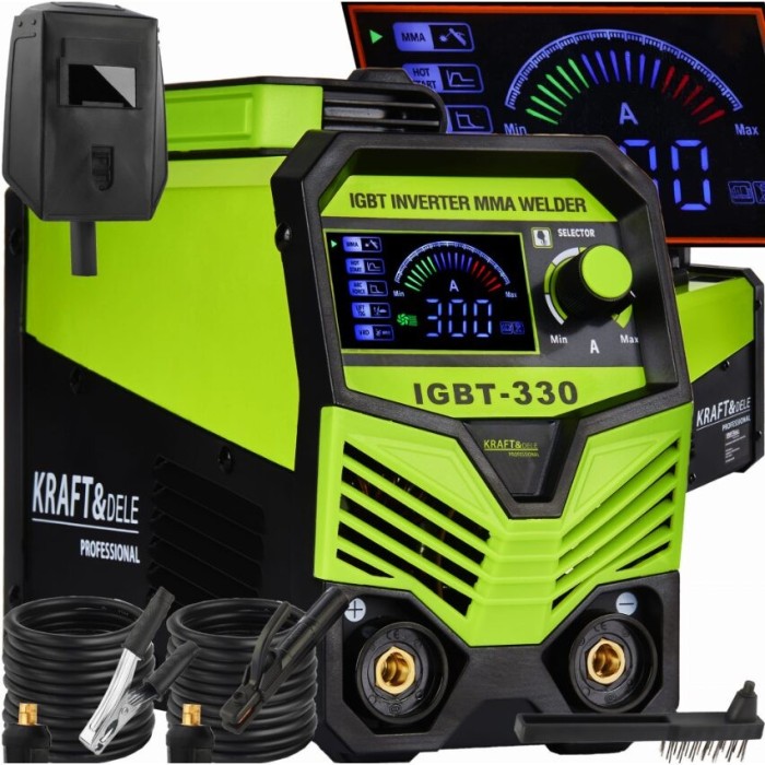 Aparat pentru sudura, afisaj LCD, invertor MMA/TIG 330A, verde, Kraft