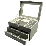 Cumpara ieftin Caseta Bijuterii Lily Grey cu Oglindă | Depozitare &amp; Organizare Elegantă |