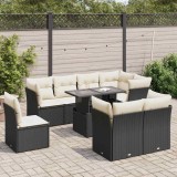 Cumpara ieftin Gossi set mobilier de gradina cu perne, 9 piese, negru, poliratan